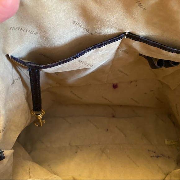 Brahmin Duxbury Crossbody Satchel. Cobalt Blue Melbourn, Croc-Embossed. - Picture 10 of 16